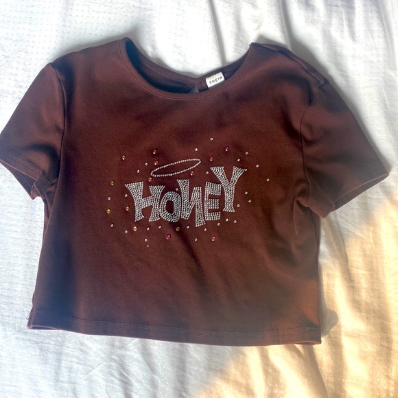 Brown honey cropped shirt/ size 11-12 youth - Picture 1 of 1